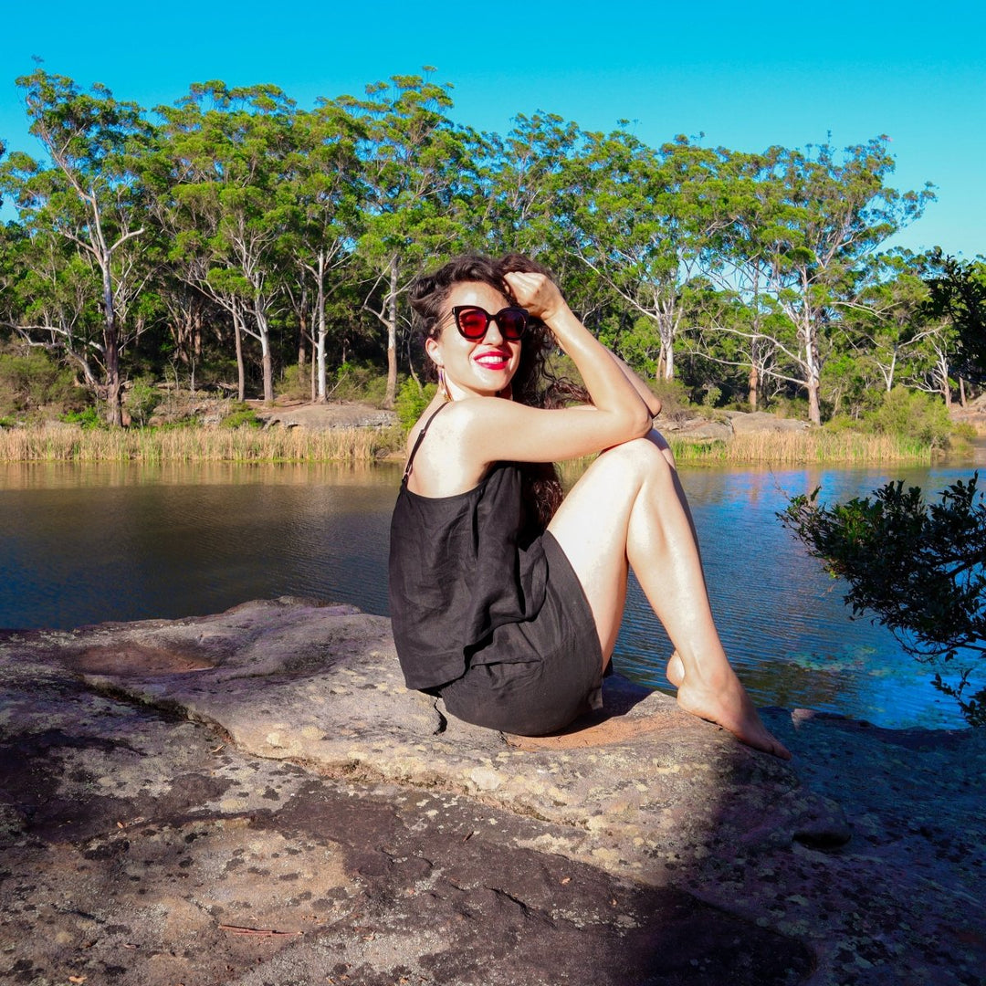 Linen Short Sets in Black - Pyjamas