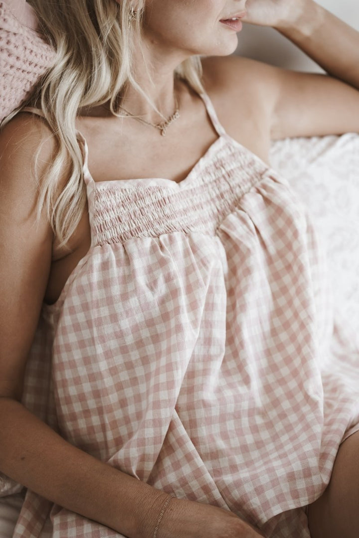 Linen Sets in Pink & Cream Gingham - Pyjamas