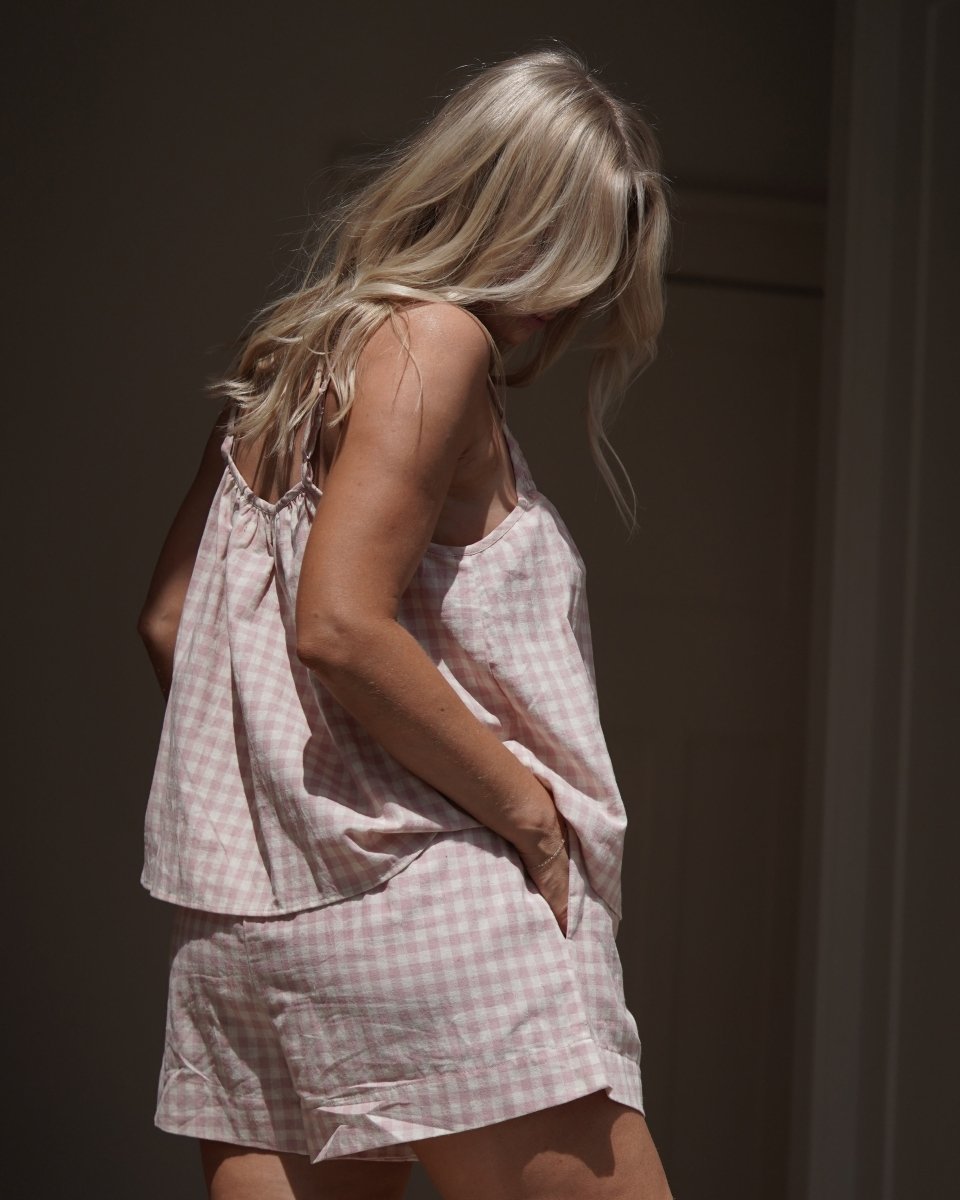 Linen Sets in Pink & Cream Gingham - Pyjamas