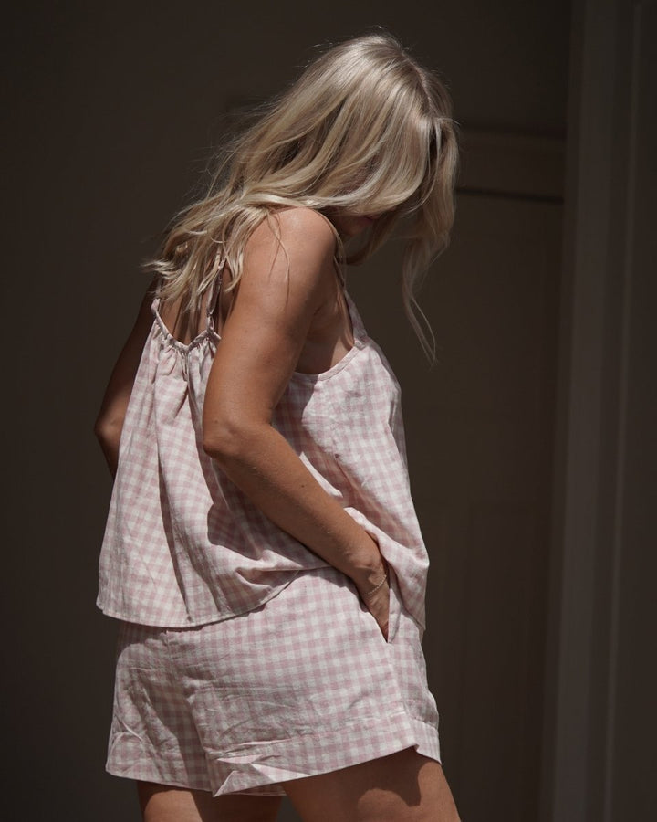 Linen Sets in Pink & Cream Gingham - Pyjamas