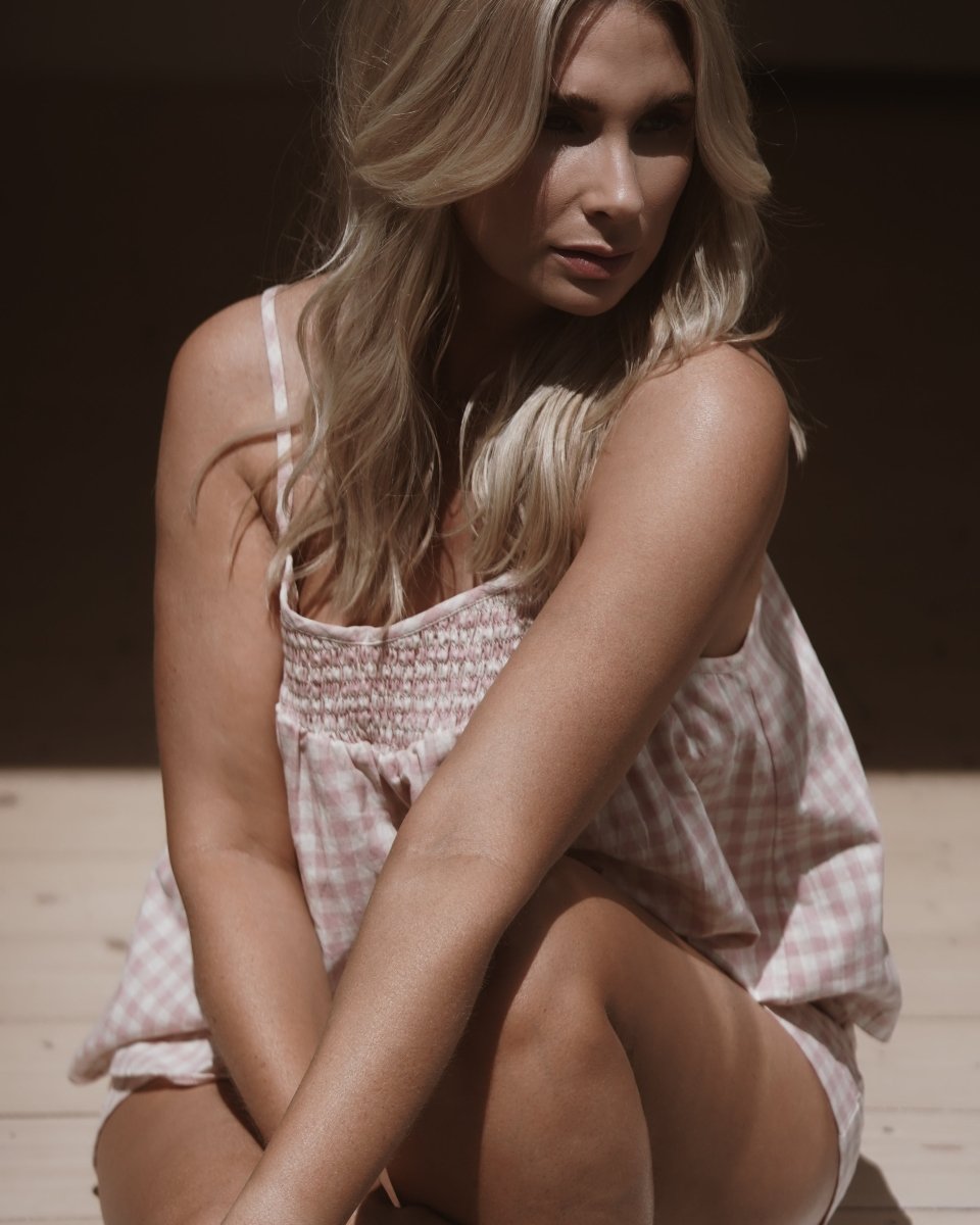 Linen Sets in Pink & Cream Gingham - Pyjamas