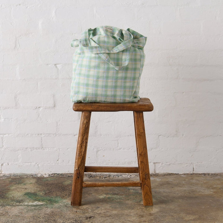 Tote Bag in Honeydew Melon Check - Tote Bag
