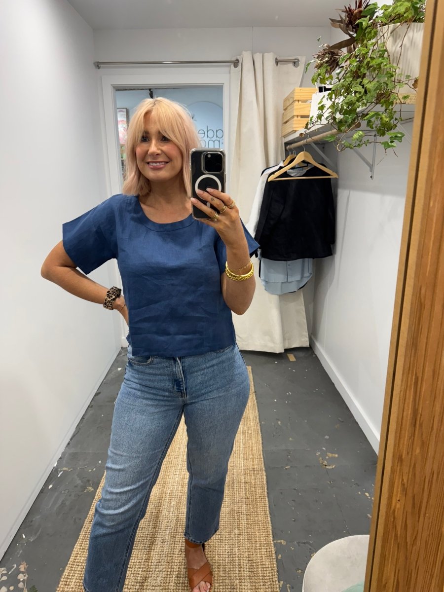 Linen TShirt in Navy - Pyjamas