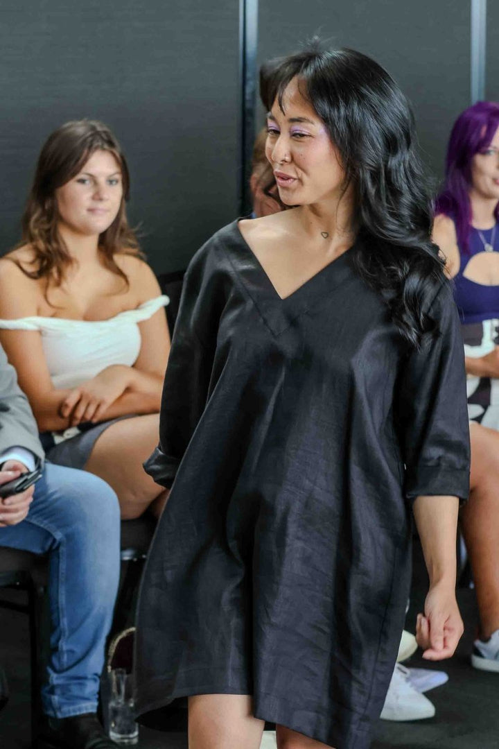 Linen Tunic Dress | Black - Lounge Wear