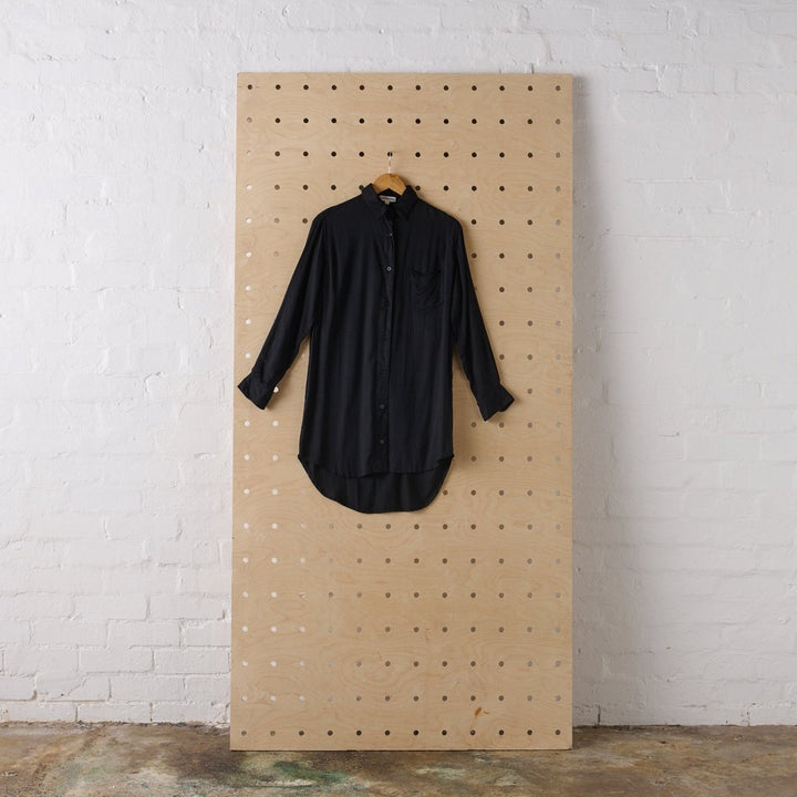 Bamboo Sleep Shirt in Black-Button Up Nightgown-Jade and May