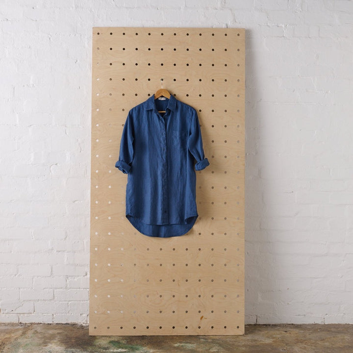 Long Linen Shirt in Navy - Shirt