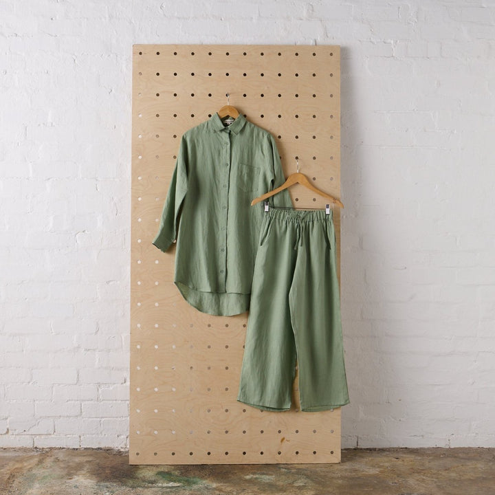 Long Linen Shirt in Pistachio - Shirt