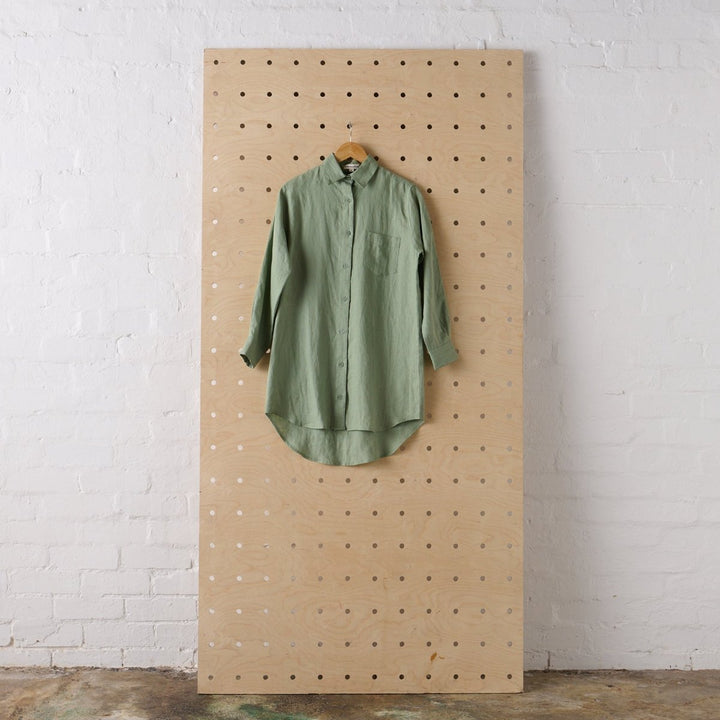 Long Linen Shirt in Pistachio - Shirt