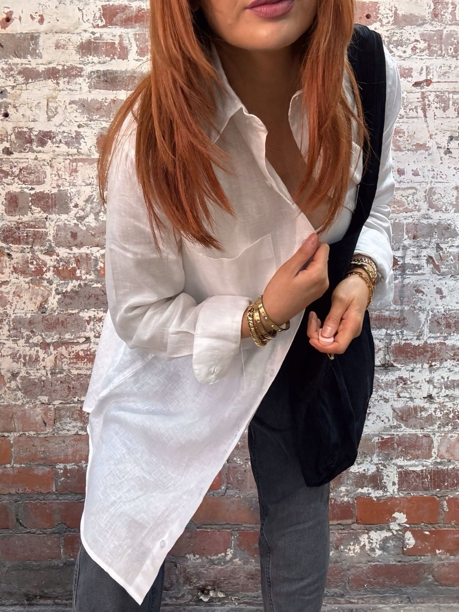 Long White Linen Shirt - Shirt