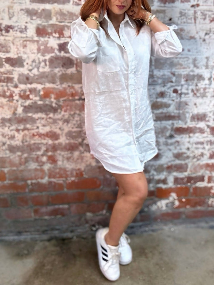 Long White Linen Shirt - Shirt