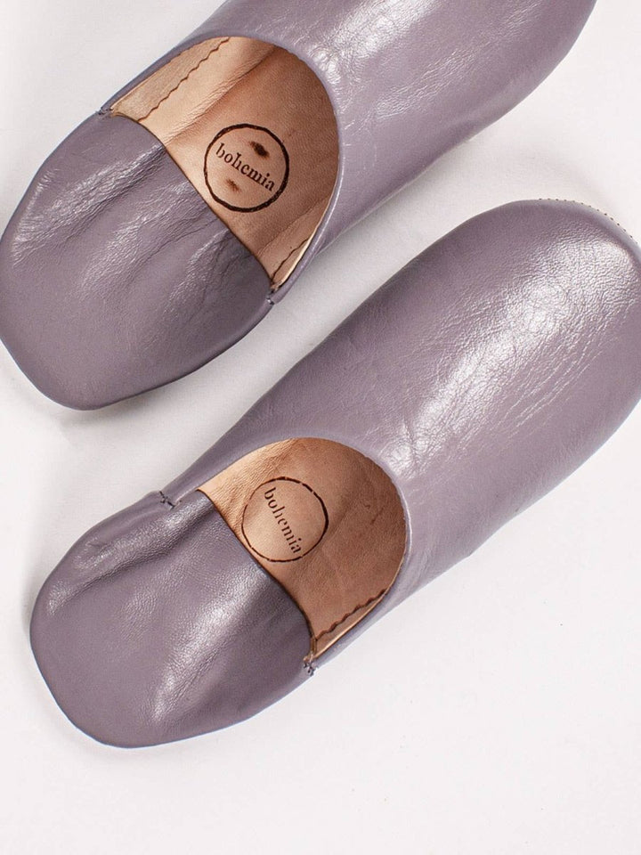 Moroccan Babouche Leather Slippers in Violet - Slippers