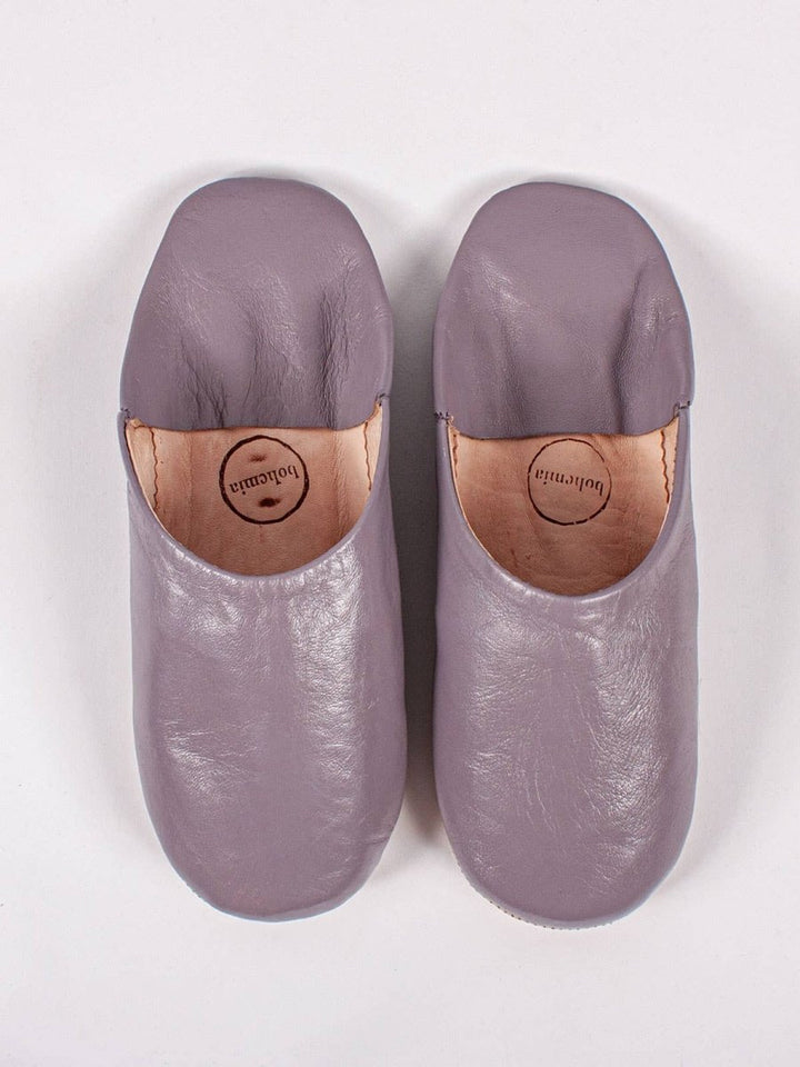 Moroccan Babouche Leather Slippers in Violet - Slippers