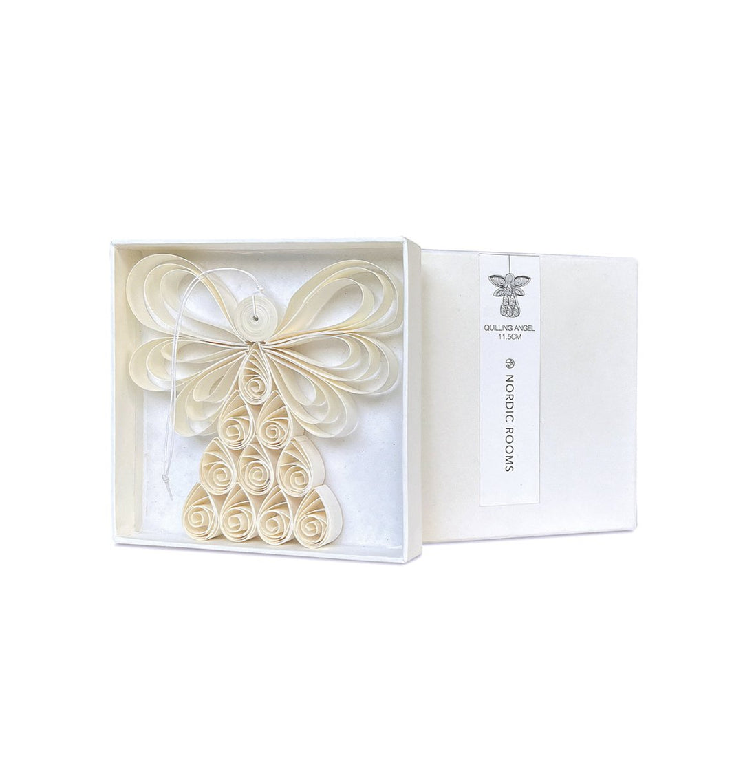 Nordic Rooms - Quilling Angel Paper Hanging Ornament in Off White - Christmas Decorations