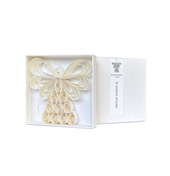 Nordic Rooms - Quilling Angel Paper Hanging Ornament in Off White - Christmas Decorations