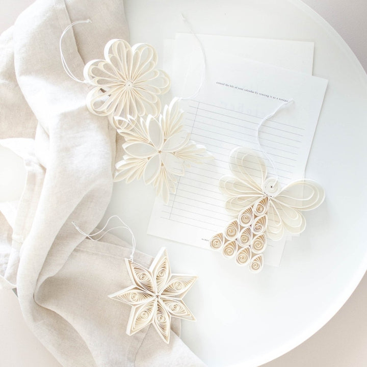 Nordic Rooms - Quilling Angel Paper Hanging Ornament in Off White - Christmas Decorations