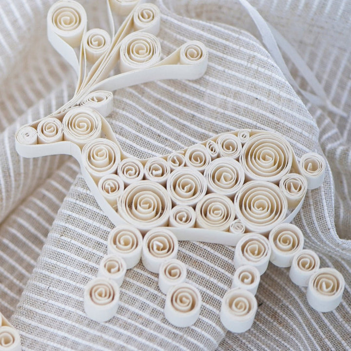 Nordic Rooms - Quilling Raindeer Duo in Off White - Christmas Decorations