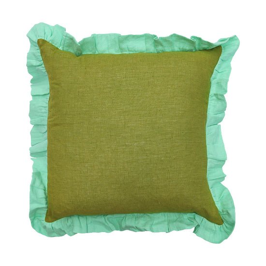 Oak and Ave Cushion - Olive & Aqua Frill - Oak and Ave - Cushion Cover - Jade and May