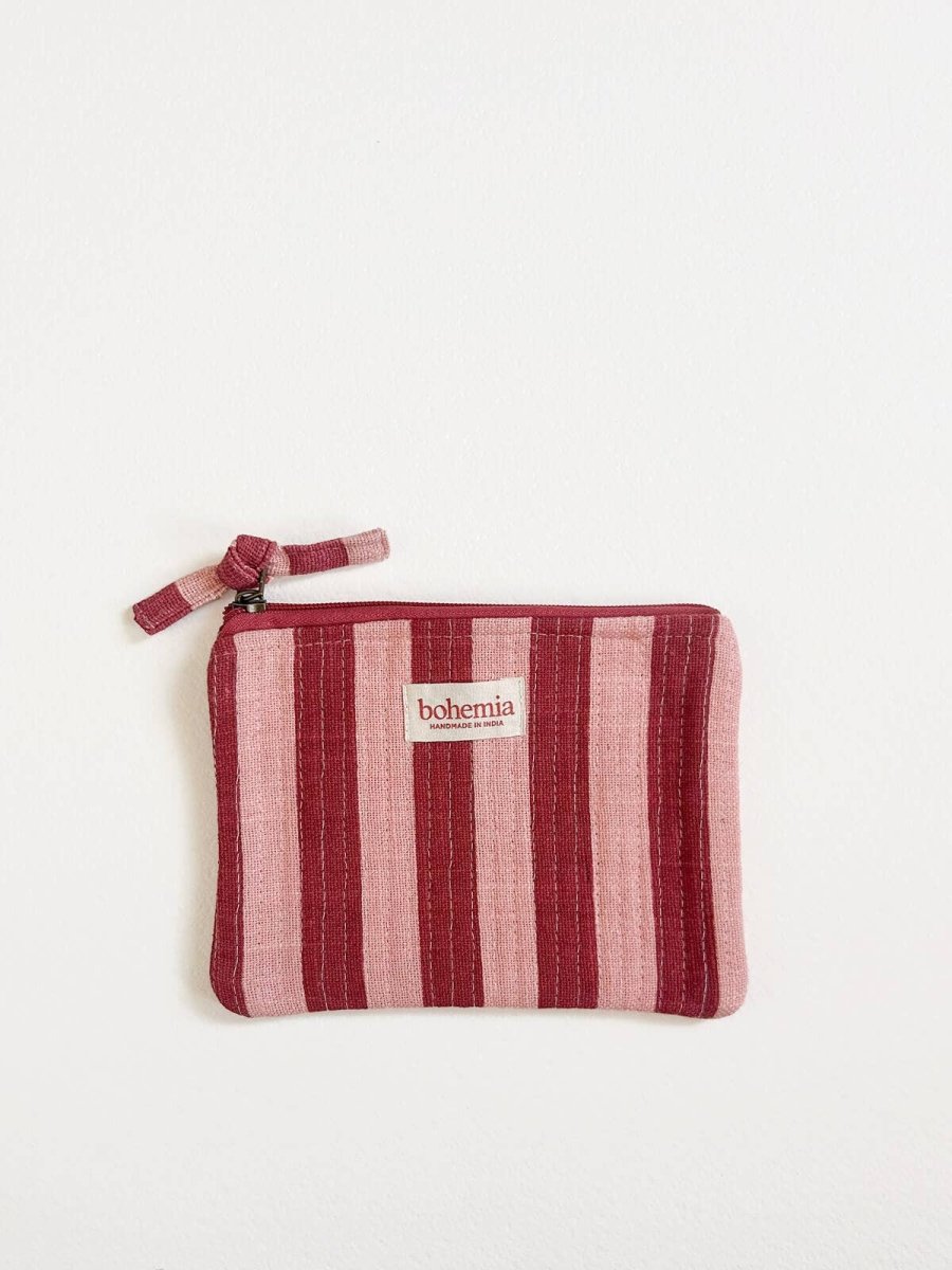 Pink & Pomegranate Stripe Pouch - Cosmetic & Toiletry Bags