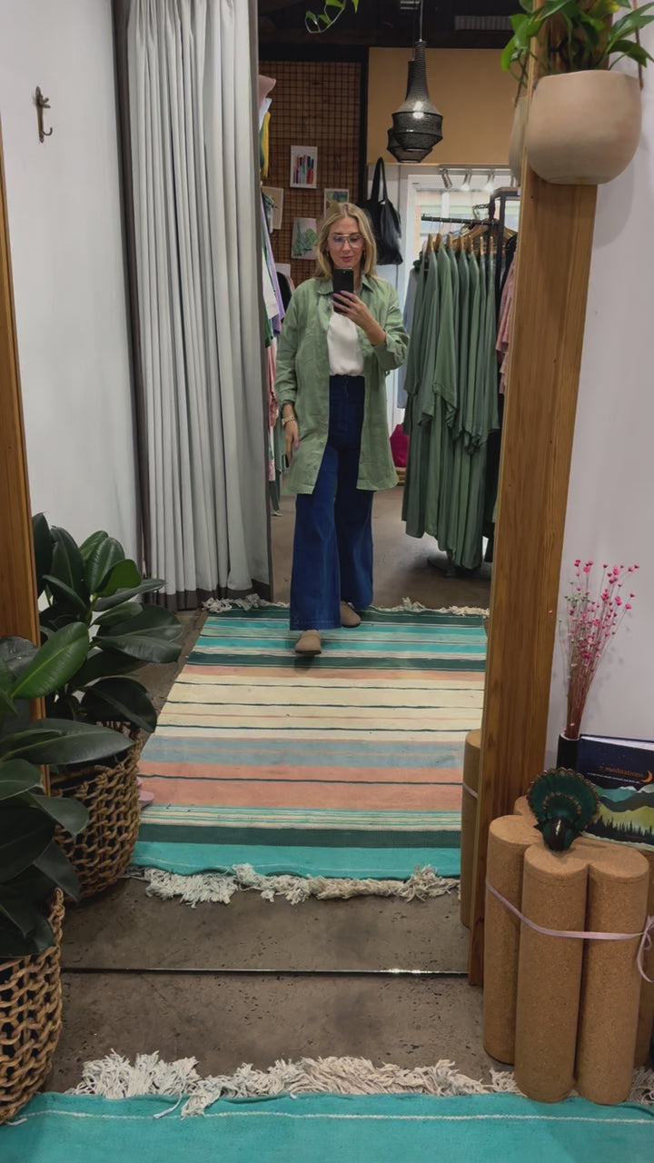 Long Linen Shirt in Pistachio