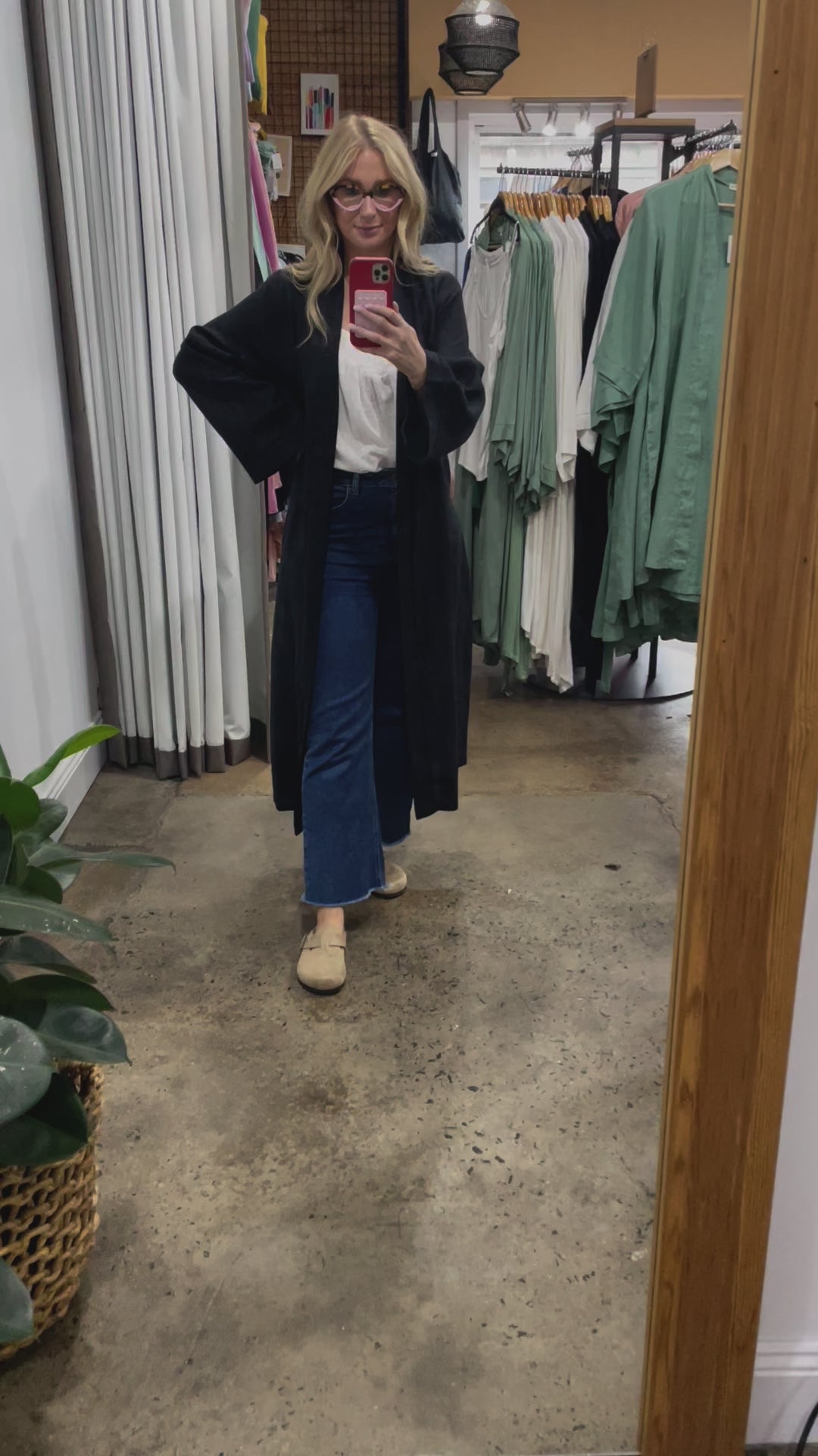 Linen Bathrobe in Black (Long)