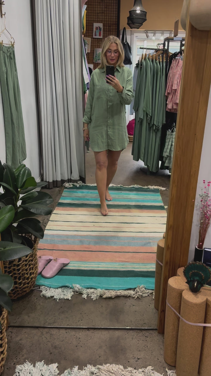 Long Linen Shirt in Pistachio