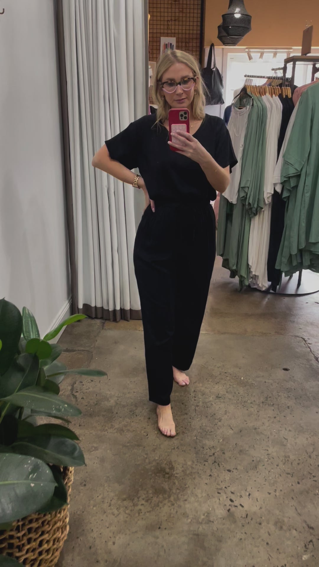Bamboo Pyjamas - Tee and Pant Set in Black