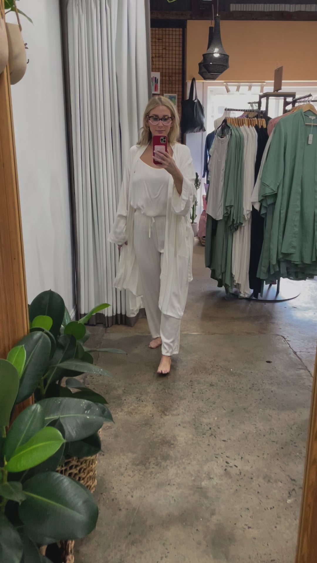 Bamboo Pyjama Set - Cami and Pant in White