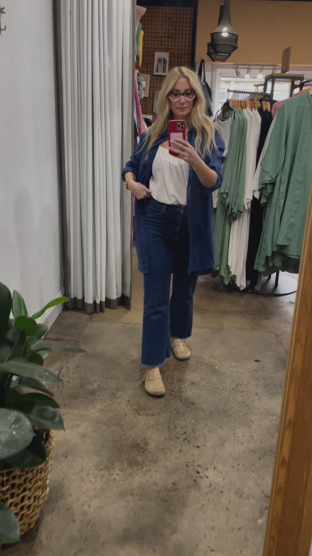 Long Linen Shirt in Navy