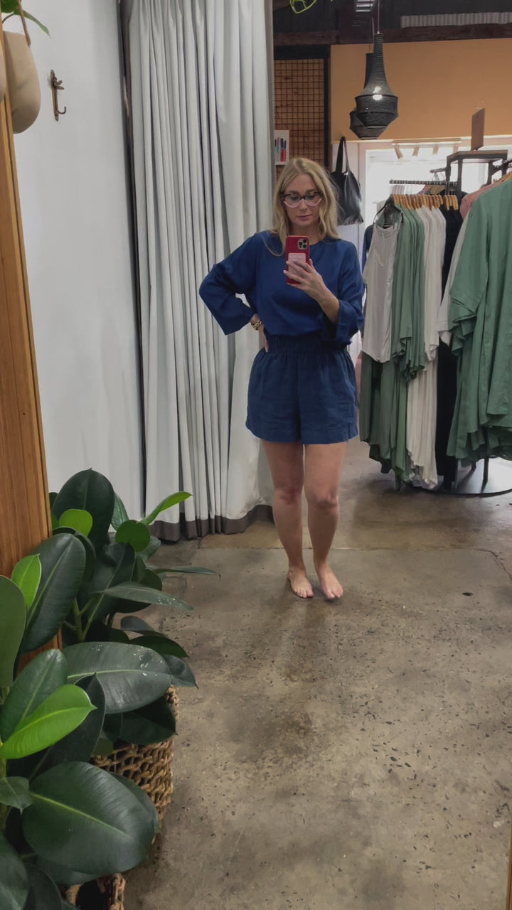 Bamboo Long Sleeve Top in Navy