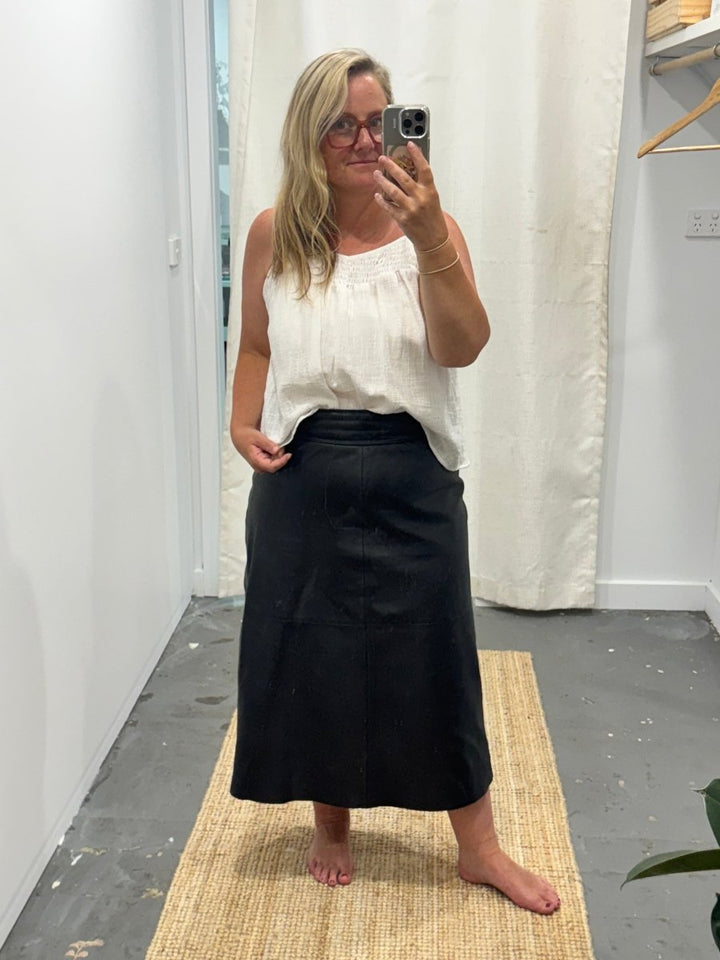 Shirred Cotton Cami | White - Pyjamas