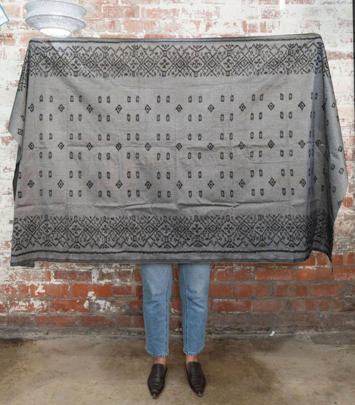 Silk Sarong - Silver & Black - Sarong