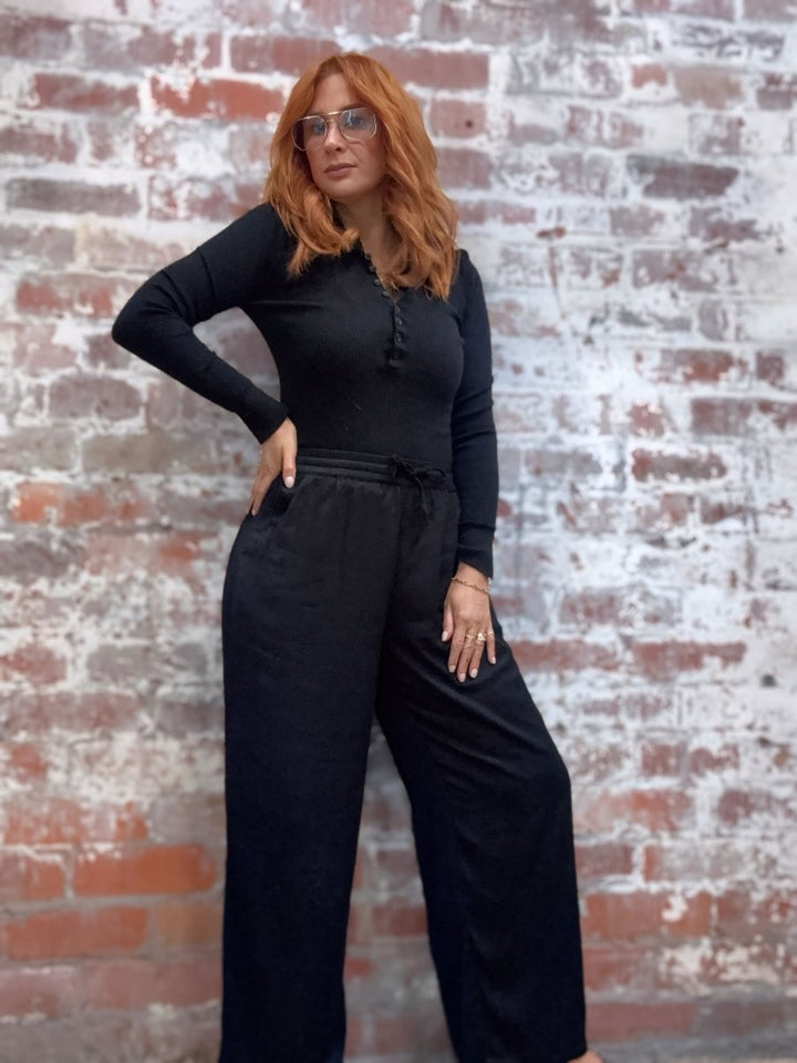 Straight Leg Pant in Black Bamboo - Apparel