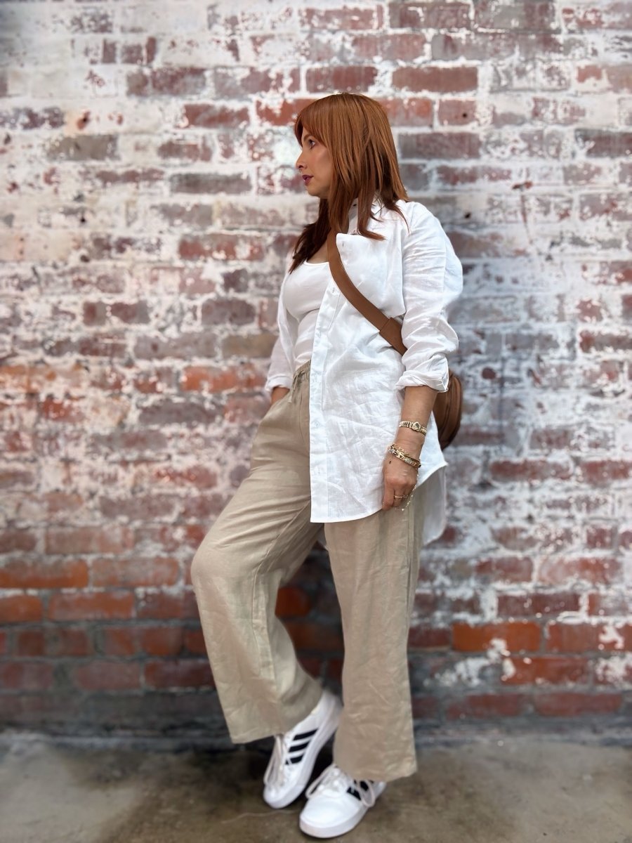 Wide Leg Linen Pant in Latte - Apparel
