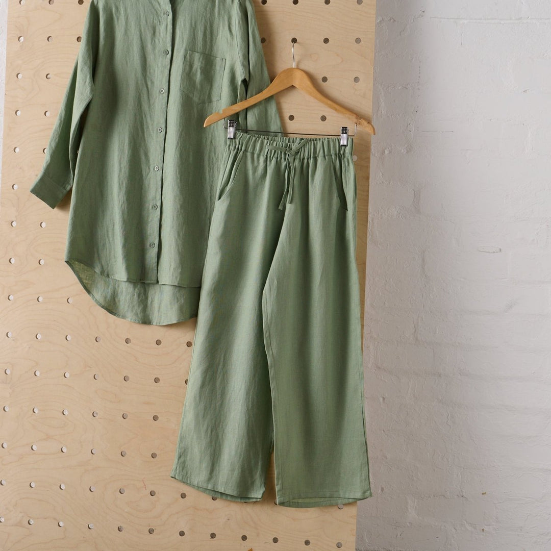 Wide Leg Linen Pant in Pistachio - Pant