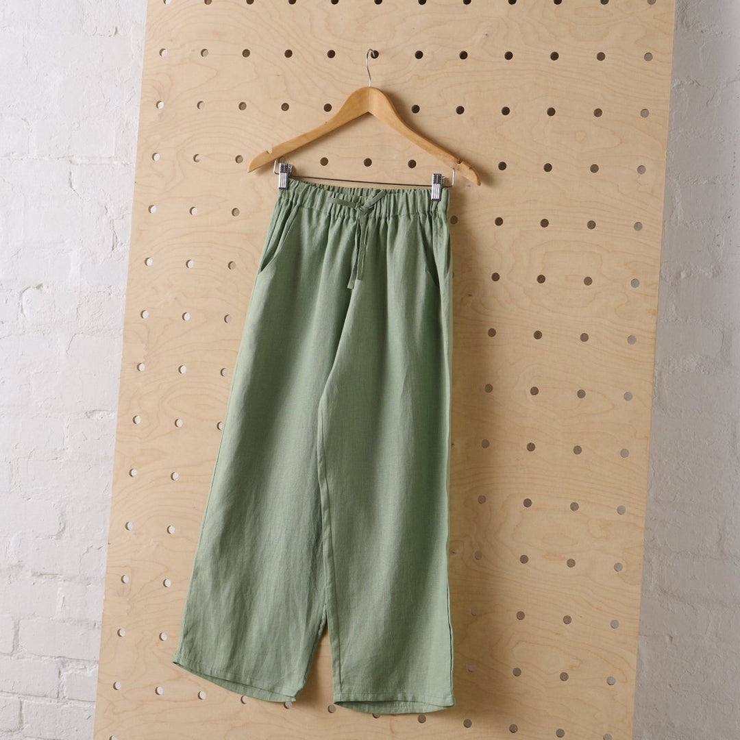 Wide Leg Linen Pant in Pistachio - Pant