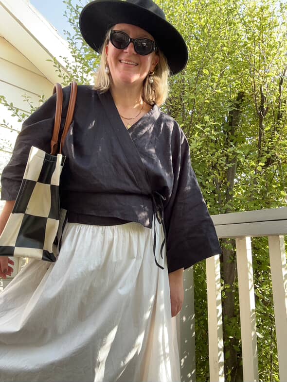 Wrap Shirt in Black Linen - Apparel