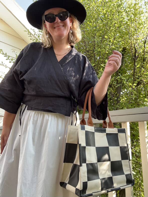 Wrap Shirt in Black Linen - Apparel