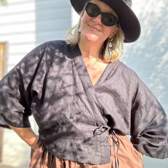 Geeong / wrap cross shirt LL WT1482 Womens Deep V Neck Long Sleeve 