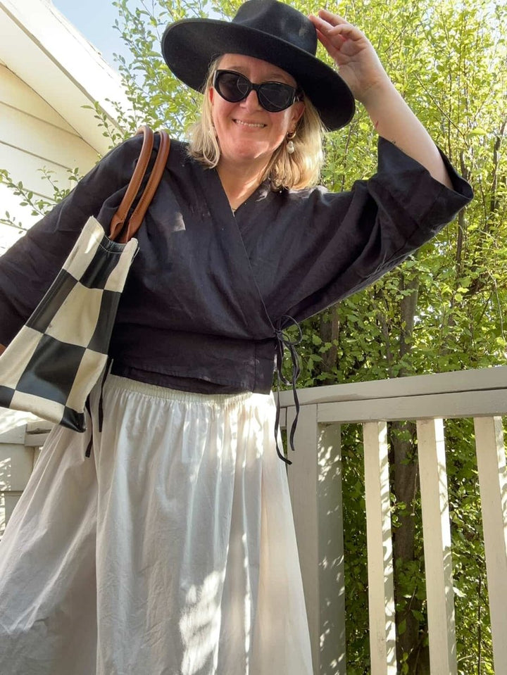 Wrap Shirt in Black Linen - Apparel