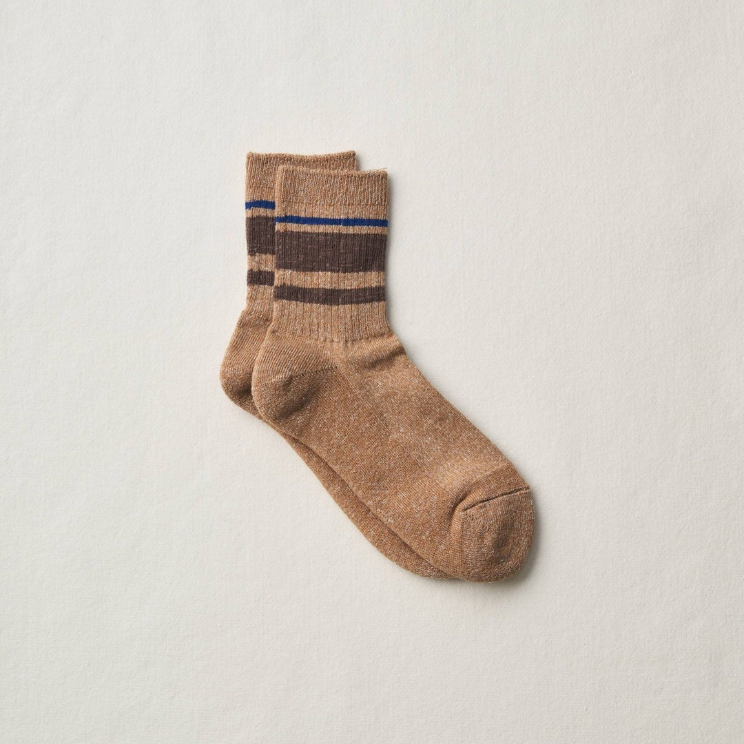 Yahae Organic Cotton Linen Socks in Navy Stripe - Socks