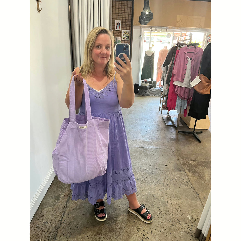 Cord Tote Bag in Lilac - Cord Tote Bag - lifestyle shot