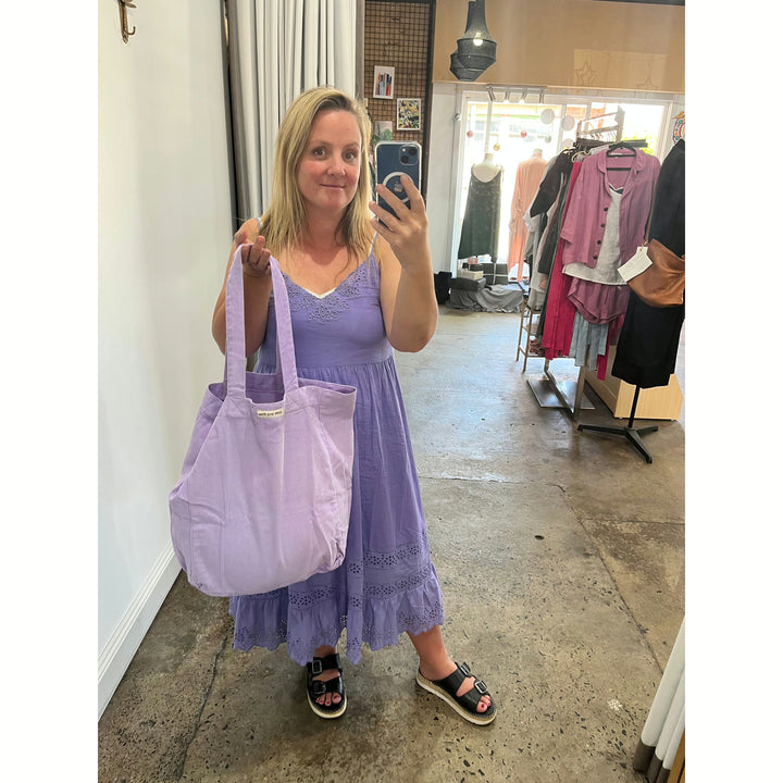 Cord Tote Bag in Lilac - Cord Tote Bag - lifestyle shot