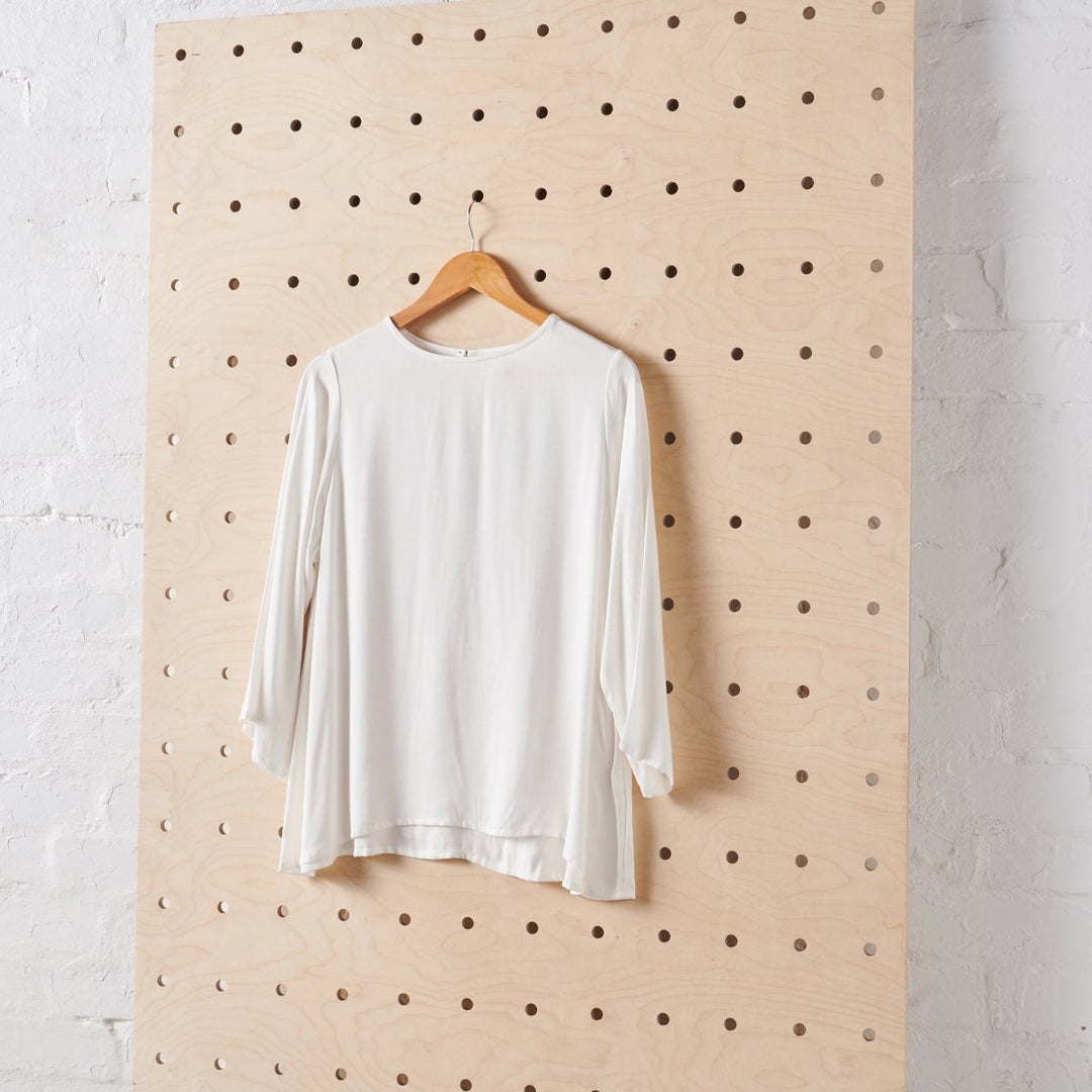Bamboo Long Sleeve Top in White - Separates