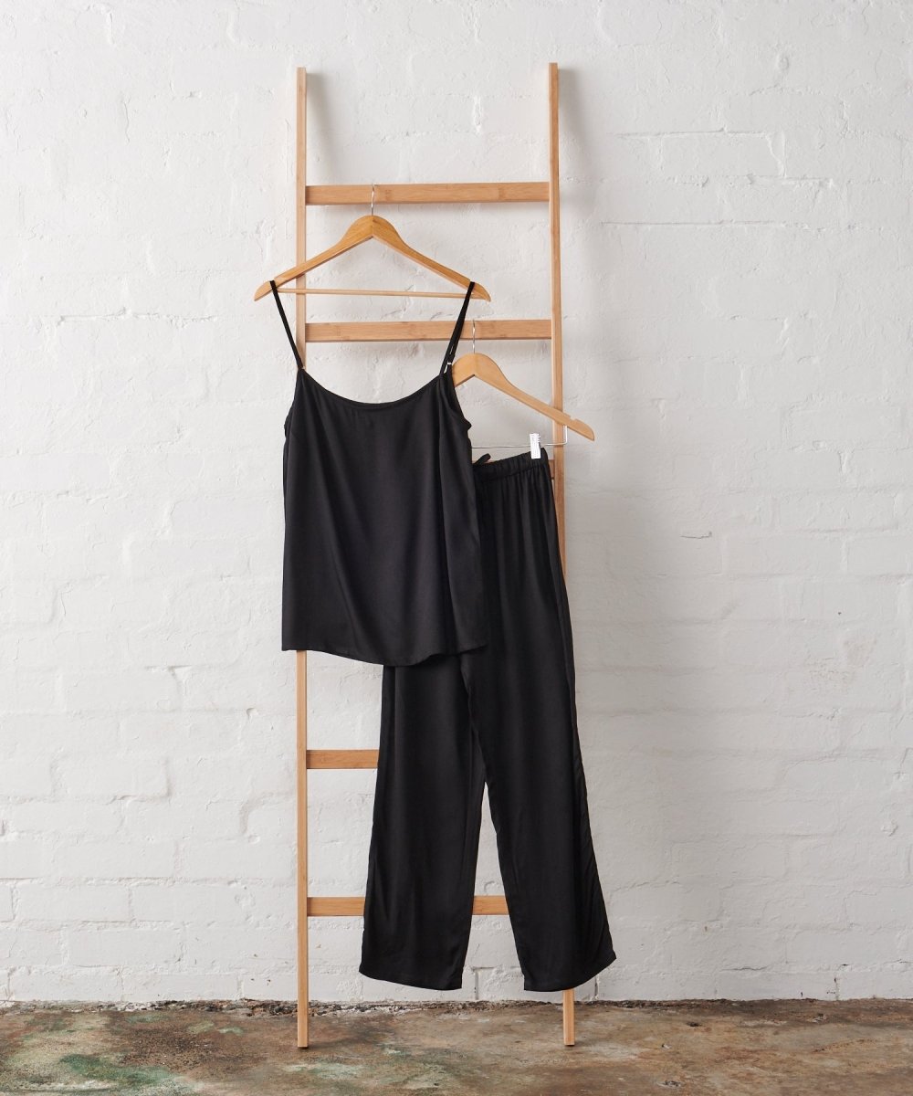 Bamboo Pyjama Set - Cami and Pant in Black-Jade and May-Pyjamas-Jade and May