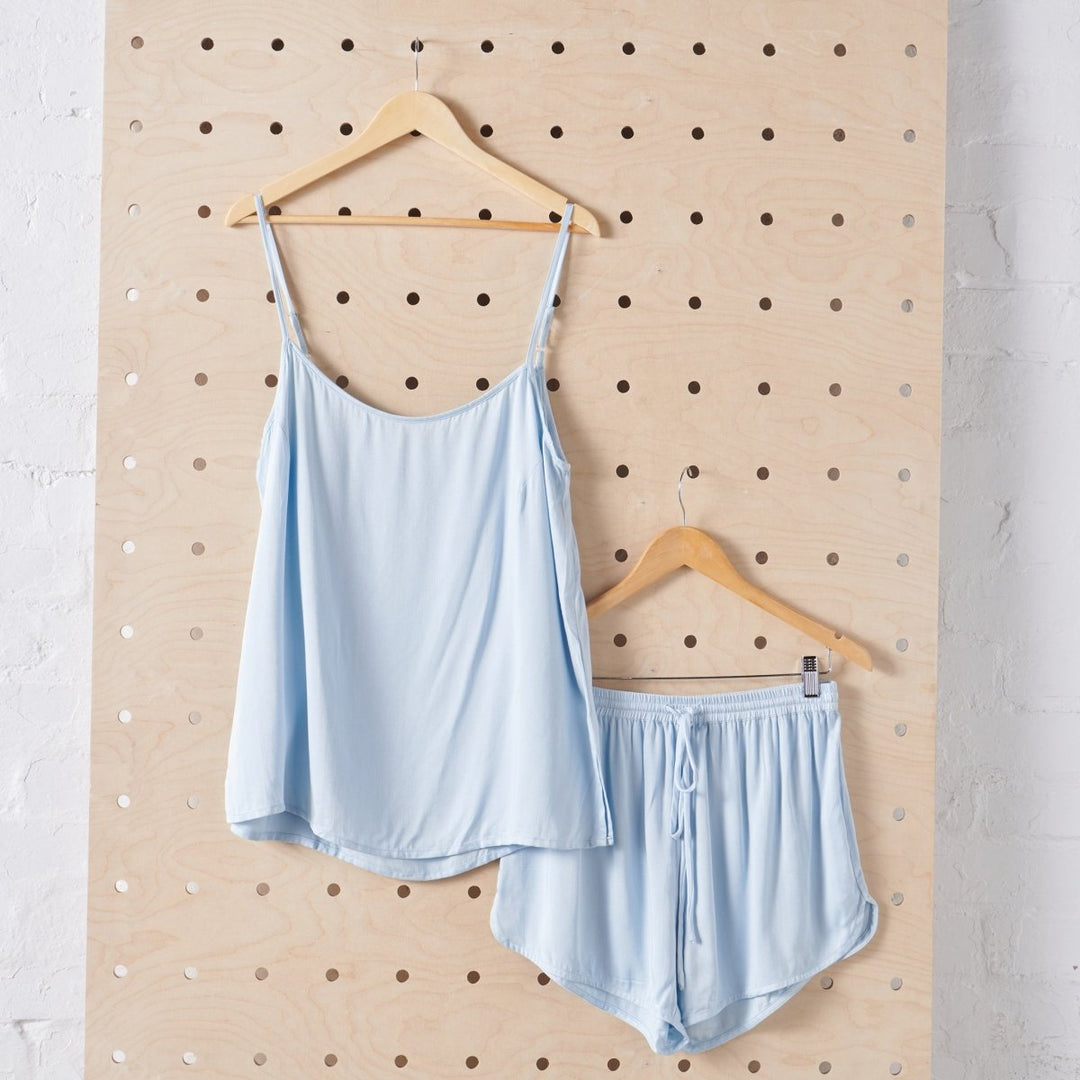 Bamboo Pyjama Set - Cami and Shorts in Baby Blue - Pyjamas