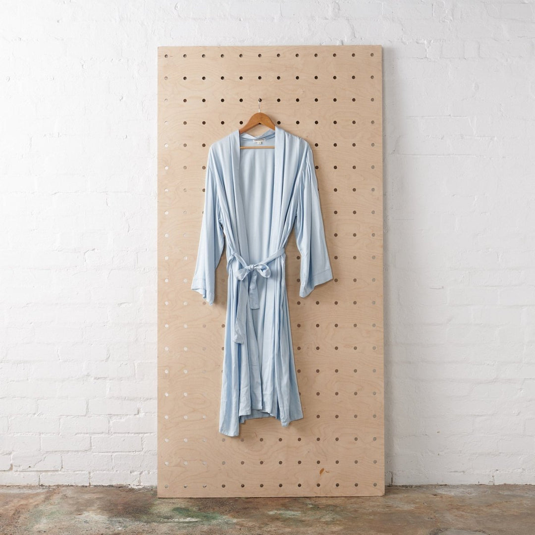 Bamboo Robe in Baby Blue - Long Length - Bathrobe