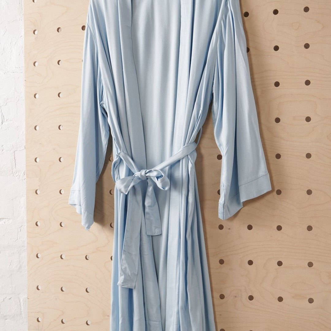 Bamboo Robe in Baby Blue - Long Length - Bathrobe