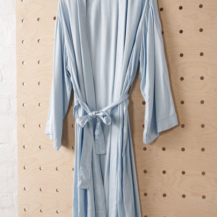 Bamboo Robe in Baby Blue - Long Length - Bathrobe