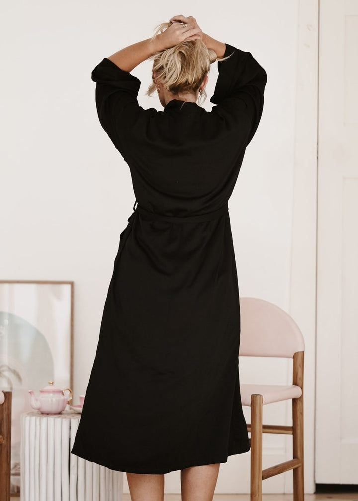 Bamboo Robe in Black - Long Length - Bathrobe