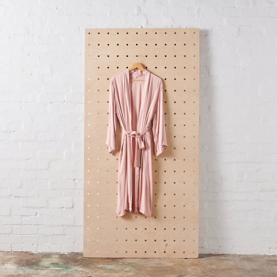 Bamboo Robe in Pink - Long Length-Jade and May-Bathrobe-Jade and May